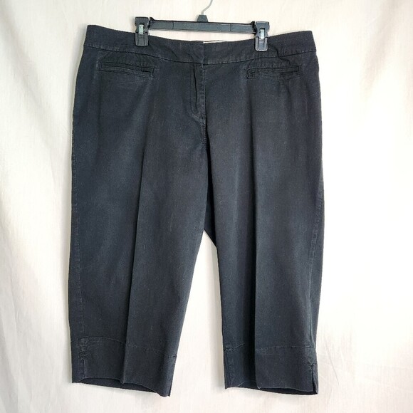 Avenue Pants - Avenue Womens 18 Signature Black Chino Capri Pants Plus Size